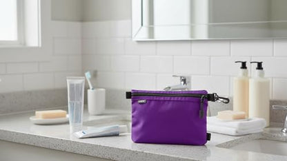 GOX Small Toiletry Bag for Men Bulk Cosmetic Bag Dopp Kit Carry On Zipper Pouch Organization Nylon Small Packing Sack Waterproof (Purple) - color: Purple