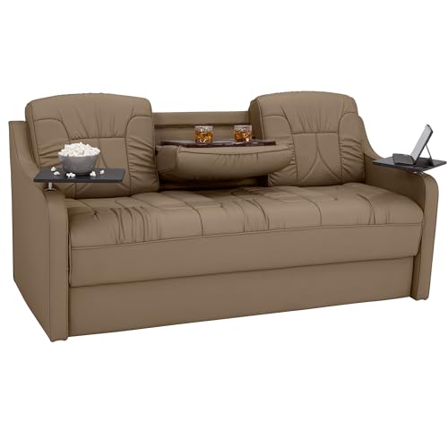 De Leon Console DX RV Sofa Bed, 72" Wide, Ultimate Leather, Light Sand - color: Light Sand, size: 72"
