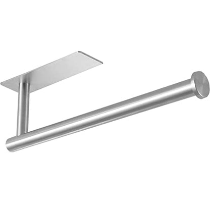theaoo Under Cabinet Paper Towel Holder for Kitchen, Adhesive Paper Towel Roll Rack for Bathroom Towel, SUS304 Stainless Steel Wall Mount, Both Available for Adhesive and Screws - color: Silver