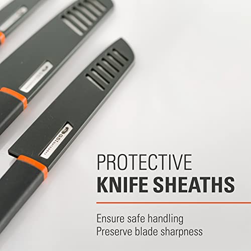GSI Outdoors Santoku Knife Set, Compact 6-Piece Camping Chef Knife Kit with Cutting Board, Sheaths, Soap Bottle & Travel Case