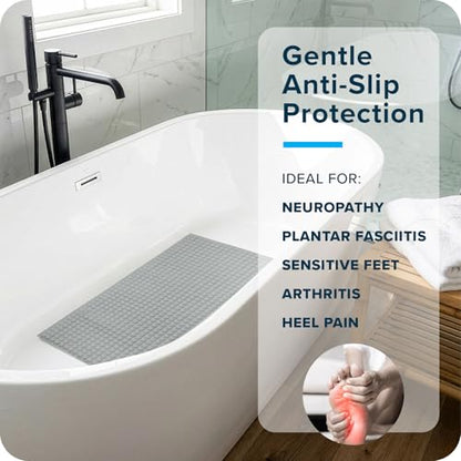 SlipX Solutions Pillow Top Cushioned Bath Mat, Non Slip Comfort Underfoot, 700 Air-Filled Pillows, Soft Shower Mat, Strong Suction Cups, Gray, 27" x 15.5"