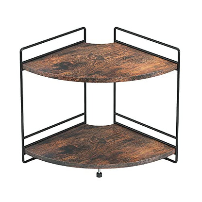 2-Tier Bathroom Counter Organizer, Wooden Corner Shelf for Vanity | Multi-use bathroom storage, holds perfume, makeup, spices or toiletries, fits bathroom, dresser, kitchen countertops