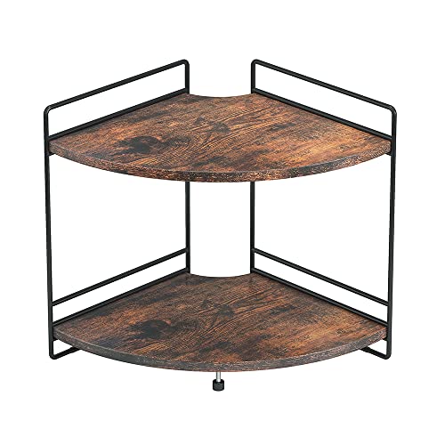 2-Tier Bathroom Counter Organizer, Wooden Corner Shelf for Vanity | Multi-use bathroom storage, holds perfume, makeup, spices or toiletries, fits bathroom, dresser, kitchen countertops