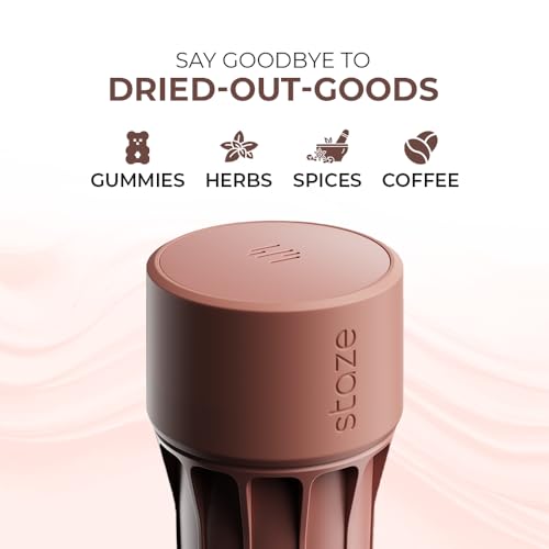 Staze Smell Proof Container with Vacuum Seal Lid (148ml) - Odor Proof Herb Storage Jar, Waterproof & Portable Small Airtight Container for Herbs, Coffee, Tea, Spices & Gummies (CLAY)