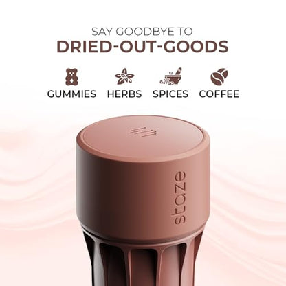 Staze Smell Proof Container with Vacuum Seal Lid (148ml) - Odor Proof Herb Storage Jar, Waterproof & Portable Small Airtight Container for Herbs, Coffee, Tea, Spices & Gummies (CLAY)
