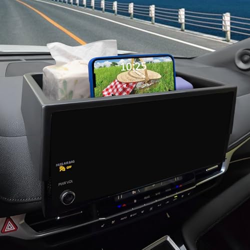 TOPINSTALL New Dash Tray Phone Holder Compatible with 2025 2026 Toyota Sienna 12.3" Screen, Dashboard Hidden Screen Storage Organizer Tissue Sunglasses Holder(Not for LE Trim with 8" Screen) - color: 2025+ Sienna Dashboard Tray