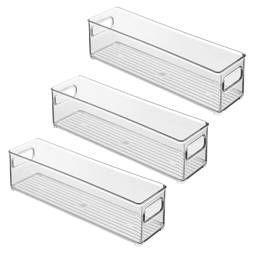 iDesign Stackable Fridge Bin with Handles, Set of 3, Clear | Ideal for Freezer or Pantry, Made in USA - style: Pack of 3