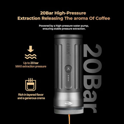 IKAPE Newly KAPO K2 Pro Portable Espresso Machine with Bl uetooth APP Connect & 58mm Bottomless Basket, Electric Coffee Maker 20 Bar Pressure, for Home, Travel, Camping - size: 58.35mm