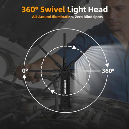 Tool Fathers Day Dad Gifts for Men Him Husband, LED Rechargeable Work Light for Mechanic with Magnetic Base Hook, Grill Light Inspection Flashlight 5 Modes 360° Rotate Car Repair Emergency Birthday - color: Black 4PCS