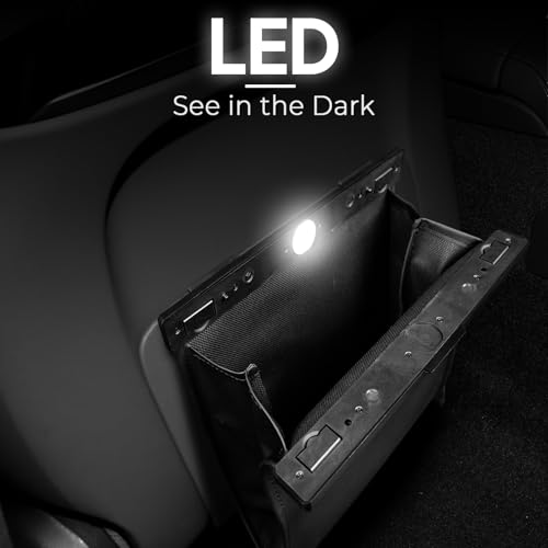COZILO Leather Car Trash Can with Smart LED Light & Magnetic Closure,Leak-Proof, Odor-Lock Car Garbage Can for Any Cars, Sedans, SUVs, Trucks, Black - color: Black