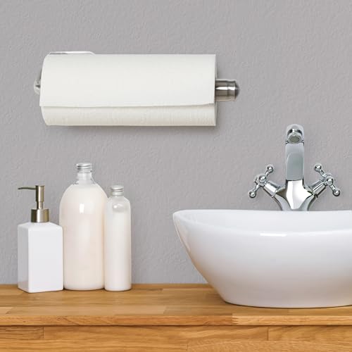 Kamenstein Perfect Tear Paper Towel Holder Wall Mount or Under Cabinet - Die Cast Aluminum, Patented Ratchet System, Fits Jumbo and Select-A-Size Rolls, Mounts in Kitchen, Bathroom, Garage - size: 14 Inch