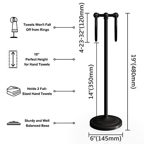 BGL Hand Towel Holder Stand for Bathroom, Hand Towel Stand for Bathroom Counter, Free Standing Towel Racks for Bathroom with Weighted Wood Base,19" High-Oil Rubbed Bronze - color: Oil Rubbed Bronze