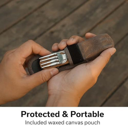 CIVIVI Partake 4-in-1 Camping Utensil, Detachable Stainless Steel Folding Knife, Fork, Spoon & Bottle Opener Multi-Tool, with Waxed Canvas Pouch for Travel Camping Hiking, C24032C-2, Coyote Brown - color: Coyote Brown