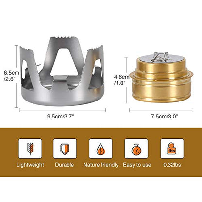REDCAMP Mini Alcohol Stove for Backpacking, Lightweight Brass Spirit Burner with Aluminium Stand for Camping Hiking, Silver - color: Silver