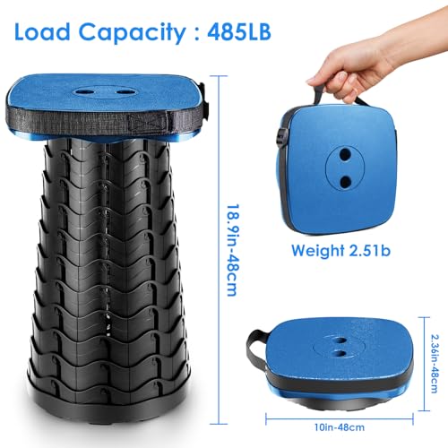 aboutool Collapsible Stool with Soft Removable Cushion & Waterproof Carry Bag - Lightweight Folding Stool, 485lbs Capacity, Portable for Adults, Camping, Fishing, Hiking, Outdoor, Travel - color: Blue