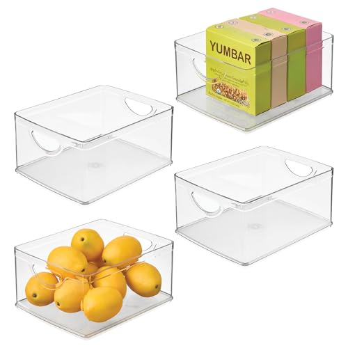 iDesign Plastic Stackable Kitchen Cabinet Storage Bin, Clear, 4-Pack | With Handles, Pantry Organizer - style: Pack of 4