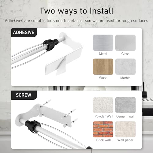 SetSail Paper Towel Holder, Paper Towel Holder Under Cabinet with Adjustable Damper Easy Tear Wall Mount Self-Adhesive or Drilled for Kitchen Bathroom, White - color: White