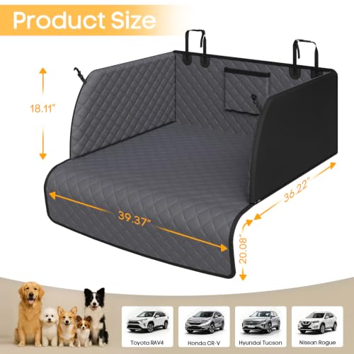 PETICON SUV Cargo Liner for Dogs, Waterproof Trunk Cover with Cushioned Sides to Protect Pet, Full Coverage Non-Slip Seat Cover for SUVs with Bumper Flap Protector - color: gray