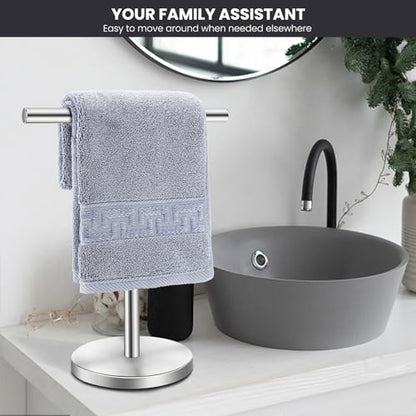T-Shape Bath Hand Towel Holder Stand, Stainless Steel Free Standing Hand Towel Rack, for Bathroom Kitchen & Countertop, Silver - color: Silver-1 Pack