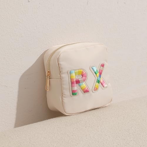 2Pcs Chenille Letter Patch Nylon Medicine Makeup Bag Set,Cute MEDS Travel Makeup Bag with Metal Zipper, First Aid Purse Organizer Cosmetic Bag for Women and Girls(MEDS and RX) - color: 05MEDS and RX