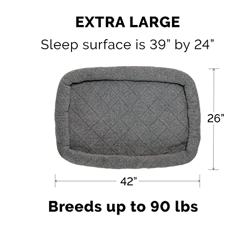 Furhaven Dog Bed for Large Dogs, 100% Washable, Sized to Fit Crates - Sherpa Fleece Bolster Crate Pad - Gray, Extra Large/XL, 42.0"L x 26.0"W x 3.0"Th - color: Gray, size: X-Large