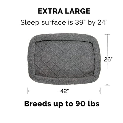 Furhaven Dog Bed for Large Dogs, 100% Washable, Sized to Fit Crates - Sherpa Fleece Bolster Crate Pad - Gray, Extra Large/XL, 42.0"L x 26.0"W x 3.0"Th - color: Gray, size: X-Large
