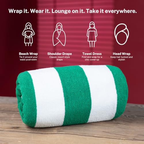 Cotton Turkish Beach Towel with Towels Oversized 30"x60" Pool Absorbent Extra Large Quick Dry Sand Travel Towel (Cabana Mix, 4 Pack) - color: Cabana Mix, size: 4 Pack