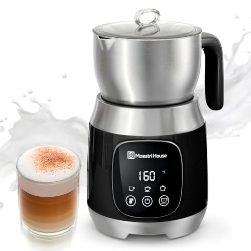 Maestri House Milk Frother, Variable Temp and Froth Thickness DualFro 600 Milk Frother Steamer, 21OZ Smart Touch Control Milk Warmer, Dishwasher Safe, Memory Function for Latte&Hot Chocolate (Black) - color: Black