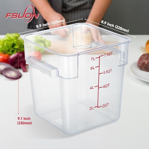 4 Pack Clear Food Storage Containers with Lids and Handles Polycarbonate Square Commercial Food Containers, NSF (8Qt) - color: 8Qt