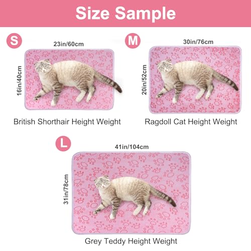 Dono 1 Pack 3 Dog Blankets, Soft Fluffy Fleece Pet Blanket Warm Sleep Mat Paw Print Design Puppy Kitten Throw Blankets Doggy Blanket for Dogs - color: Pink Bone, size: Medium(30*20")