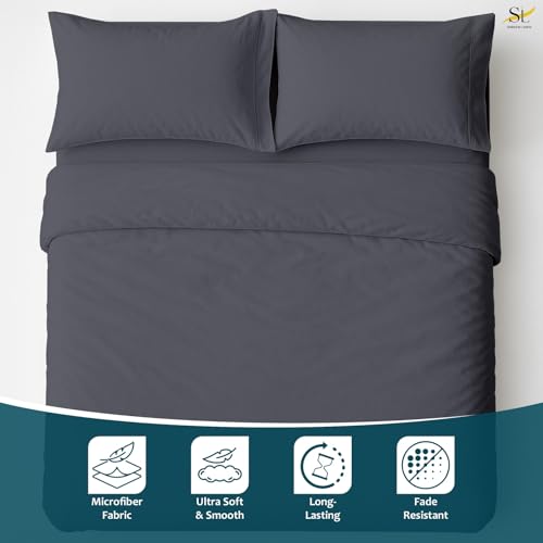 Shreem Linen Luxury 4 Piece Microfiber RV Sheet Set, Deep Pocket Fits Up to 10 inch, Soft, Wrinkle-Resistant, Camper, Travel Trailer Bedding, Bunk 28x75, Dark Grey - color: Dark Grey, size: RV Bunk - 28x75