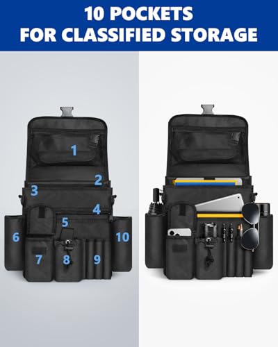 FifthQuarter Car Organizer Front Seat: Portable Large Capacity Car Organizers and Storage With Laptop Storage Adjustable Strap Seat Organizer Universal For Police | Driver | Office | Travel | Truck
