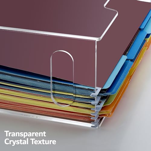 DINGHUO Acrylic File Folder Organizer, Hanging File Organizer Box, File Holder with Handles for Letter Size, Clear File Box Desktop Folder Storage for Office Home Work -1 Pack - size: Letter