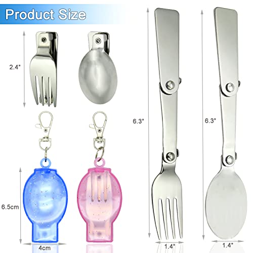 2PCS Folding Fork And Spoon Set With Case Portable Folding Tableware Set Portable Cutlery for Travel, Camping And Picnic