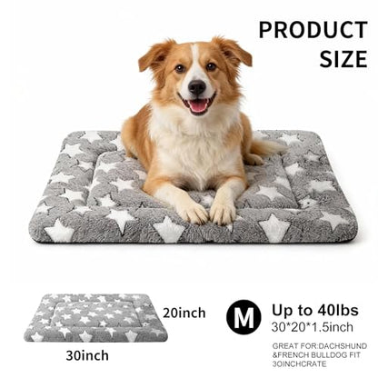 Dog Crate Mat, 4 Piece Reversible Pet Bed, Polyester, Machine Washable, Small Dogs & Cats, Rectangular(Gray Star, 30" L x 20" W x 1.5" Th) - color: Grey Star-4pcs, size: 30"L*20"W*1.5"Th