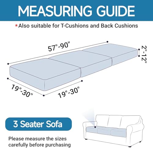 ZNSAYOTX Stretch Individual Cushion Covers Sofa Cushion Couch Seat Covers Slipcovers Soft Replacement Unique Pattern Furniture Protector with Elastic Bottom (Navy, 3 Pc Cushion Cover) - color: Navy Blue, size: 3 Cushion Sofa -Standard