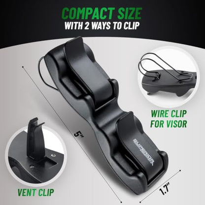 SUPERIOR ESSENTIALS Sunglass Holder for Car Visor Clip - Sun-Glasses Holder and Ticket Card Clips - Car Visor Accessories - Luxury Eyeglass Car Mount (Pack 2) - size: Pack 2