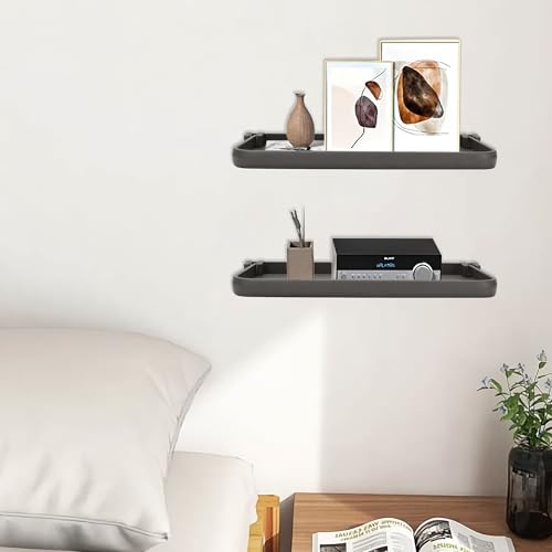 2 Pack RV Aluminum Folding Shelf for Travel Trailers, Floating Foldable Shelves Small Wall-Mounted Fold Up Down for Camper Accessories & Space-Saver, Bathroom Storage Organizer with Screws 11x5 inch