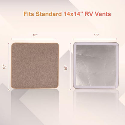 RV Roof Vent Skylight Insulator Window Cover, Sun Blackout Fabric for Camper (16 x 16 inch)- Brown - color: brown