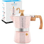 GROSCHE Milano Moka pot, Stovetop Espresso maker, Greca Coffee Maker, Stovetop coffee maker and espresso maker percolator (Pink, 3 cup) - color: Pink, size: 3 espresso cups