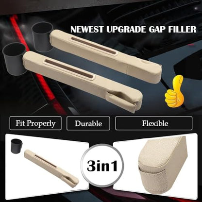 Car Seat Gap Filler 2 Pack,Car Seat Gap Filler Organizer,Car Seat Gap Plug with Storage Slot,3 in 1 Car Seat Gap Filler with Cup Holder,Prevent Small Items from Falling(Beige) - color: Beige2