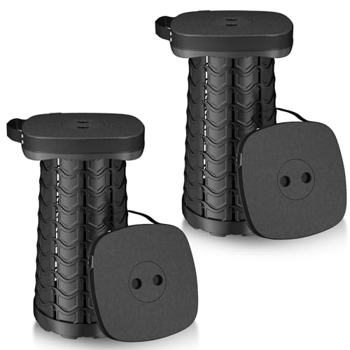 aboutool 2 Pack Collapsible Stool - Portable Folding Stool for Adults, Lightweight Yet Sturdy 400lbs Capacity for Camping Fishing Hiking Outdoor - color: 2pcs Black(cushion Not Included)
