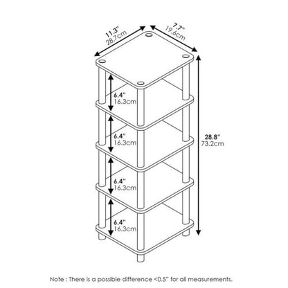 FURINNO LAci 4-Bins System Rack, Oak/Black/Light Brown - color: Oak/Black/Light Brown, size: 4-Bins