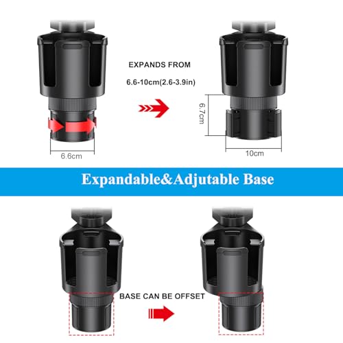 Cup Holder Tray, Detachable 360° Rotatable w/Phone Mount, Fits 2.6‑3.9 Inch | Car Cup Holder Long Road Trip Essentials Travel Patrol Accessories Drink Holder Organizer for Semi Truck Rv - color: Tray& CupHolder