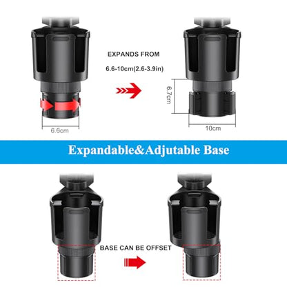 Cup Holder Tray, Detachable 360° Rotatable w/Phone Mount, Fits 2.6‑3.9 Inch | Car Cup Holder Long Road Trip Essentials Travel Patrol Accessories Drink Holder Organizer for Semi Truck Rv - color: Tray& CupHolder