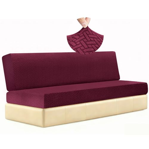 2 Piece RV Couch Covers for Sofa Bed, Stretch Elastic Camper Slipcover for RV Jackknife Sofa Bed, Washable Anti-Slip Furniture Protector, Pet Friendly & Wrinkle Free(Burgundy) - color: Burgundy