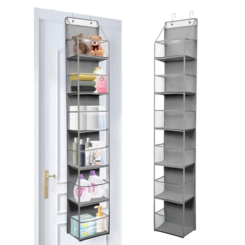 6-Tier Over The Door Hanging Organizer - Multi-Purpose Closet Storage Shelf for Bathroom, Bedroom, Nursery, Pantry(Grey) - color: Grey