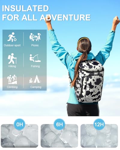 Capolo 36/45 Cans Cooler Backpack Insulated Waterproof for Women Men Lunch Backpack Coolers Leak Proof Soft Cooler Bags - color: Cow Print, size: 36 Cans