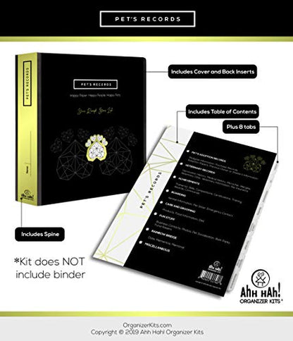 Ahh Hah! Organzier Kit for Pet Records (Architectural Version) - Eight Professionally Printed Index Tabs for USE in a 3 Ring Binder (Binder NOT Included)