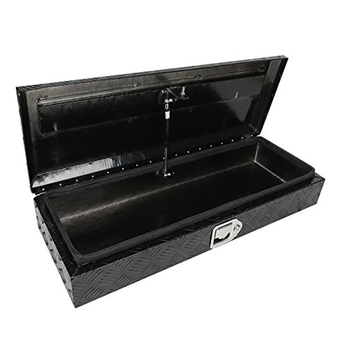 34 Inch Aluminum Black Truck Tool Box Pickup Truck Bed Storage, Waterproof Underbody Tool Box Storage Trailer Tongue Box w/Lock and Key for RVs, ATVs, Trailer & Truck (34.5"x12.75"x6.38") - color: Black, size: 34.5"x12.75"x6.38"